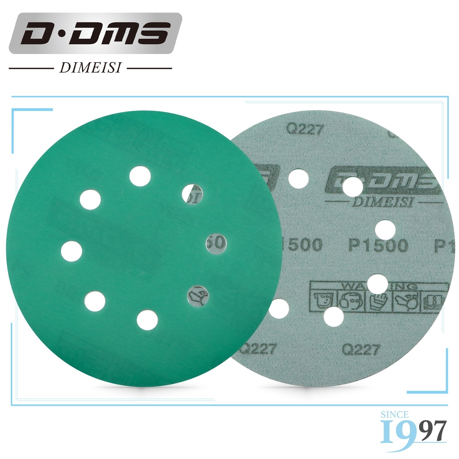 D DMS DIMEISI Q227 Customized 125mm 8Holes Sandpaper Wet and Dry Green Film Abrasive Sanding Discs