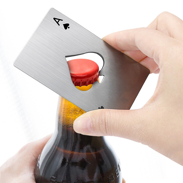 Hot Selling playing card credit card bottle opener Creative card-shaped stainless steel household tools bottle opener