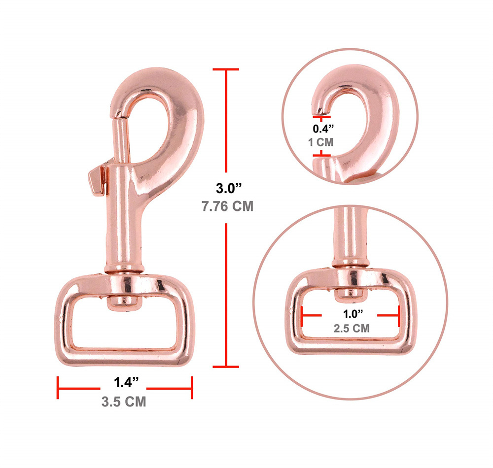 Wholesale GRS rose gold Swivel Snap Hooks Heavy Duty Trigger Clip Clasps for bag Dog Leashes Straps Harnesses hangers