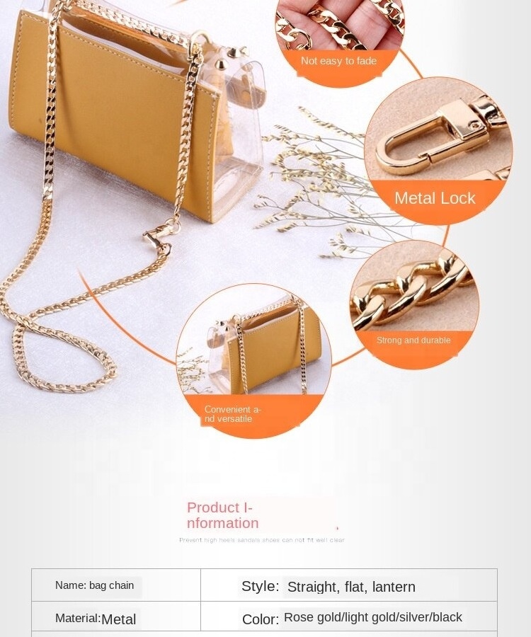 Long Metal Chain Strap Handle Crossbody Replacement For Handbag Bag Chain Strap Shoulder Bag 4 Color 120cm