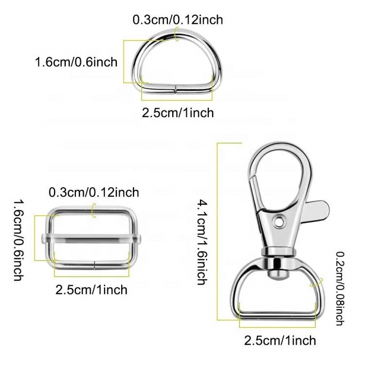 Purse Hardware Swivel Snap Hooks D Ring and Slide Buckle Triglide for Handbag Fasteners Strap from GRS factory good price