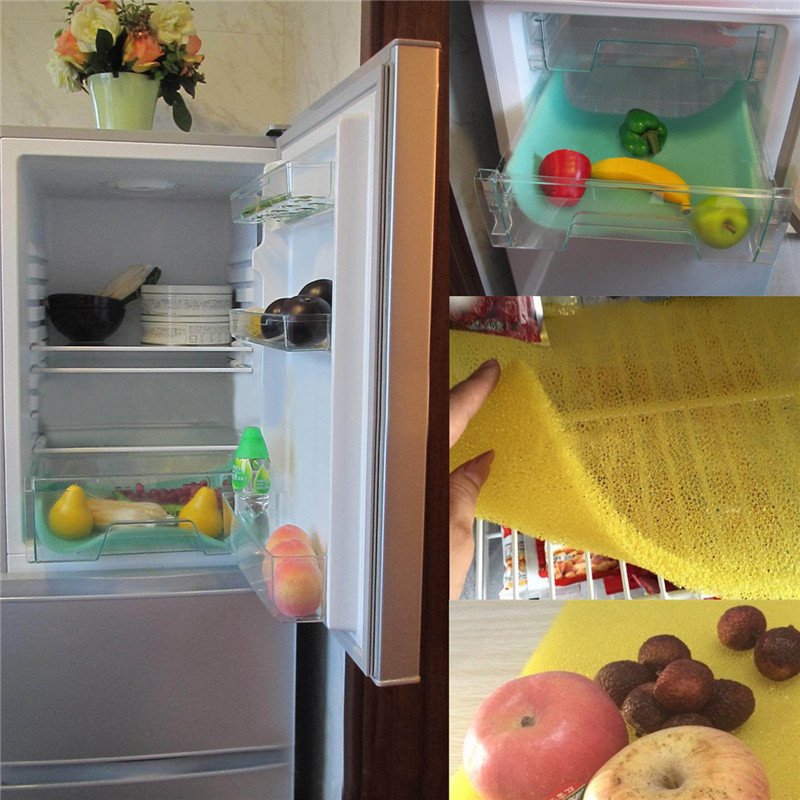 High Quality Kitchen Fridge Freezer Drawer Fresh Food Saver Fish Fruit Vegetable Foam Refrigerator Mat Pat Fridge Bin Liner