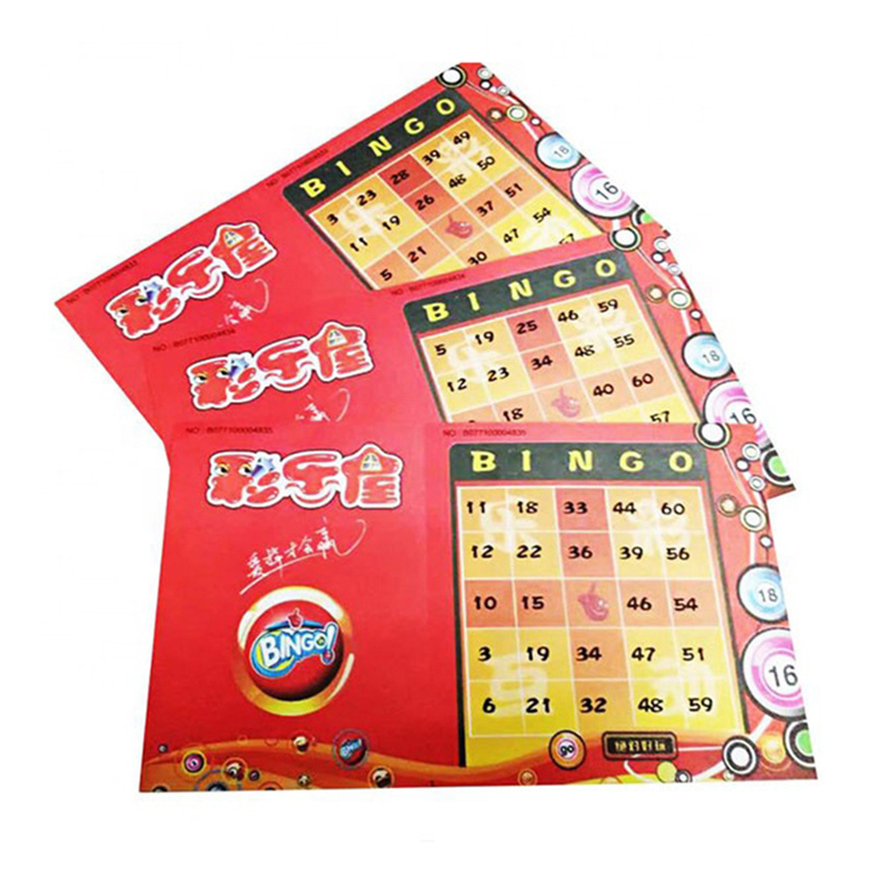 Hot sale Customized Bingo Cards Lottery Scratch Tickets Factory Supply