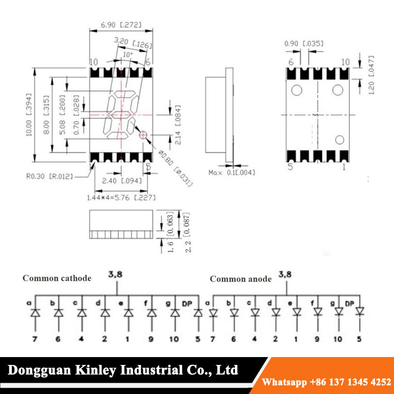 Small size 7 segment smd led display 0.2 inch 1 digit 7 segment surface mount Display