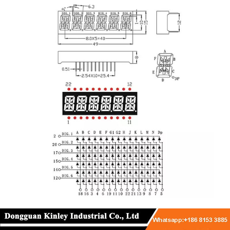 0.39 inch  6 digit 14 segment alphanumeric led display red emitting color taxi cabs meter display module