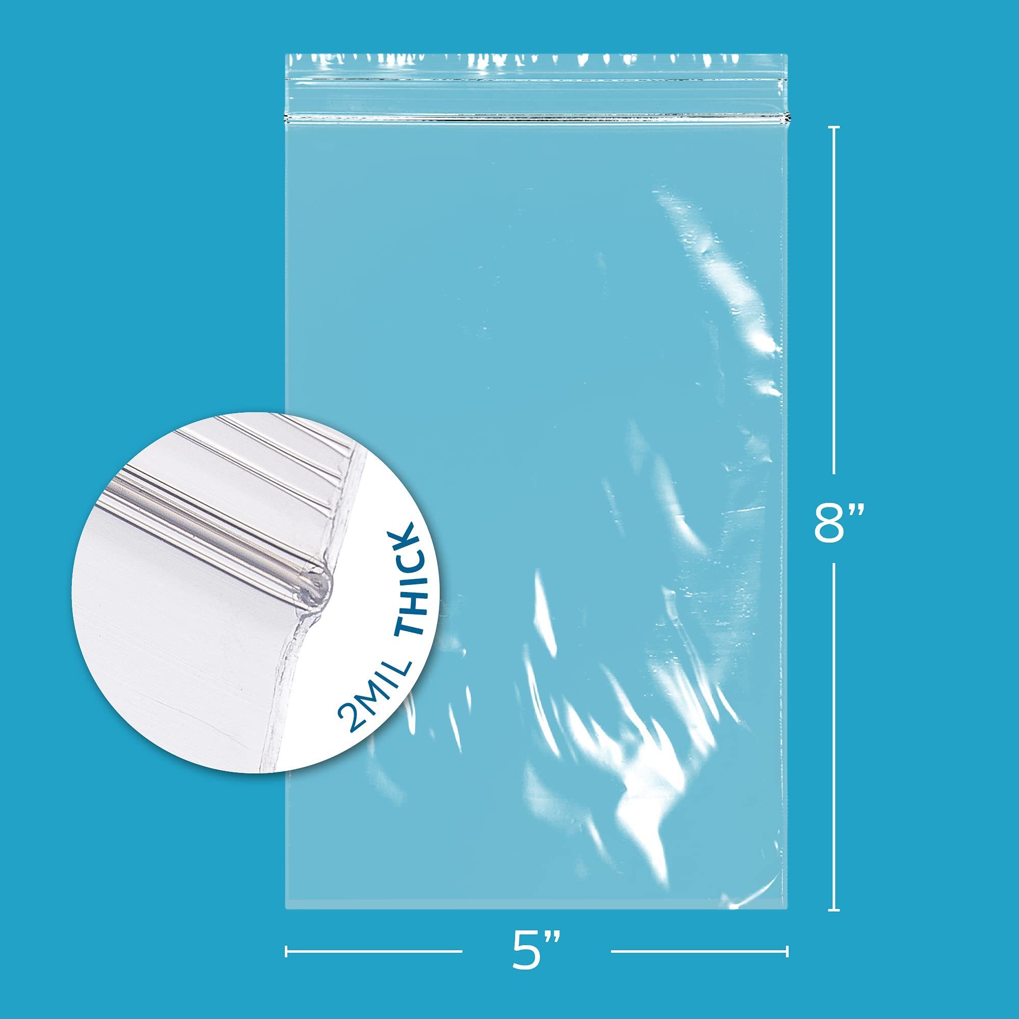 ODM Clear 2 mil Thick Strong Durable Poly Baggies Plastic RECLOSABLE Zip Bags with Resealable Zip Top Lock for Storage Packaging