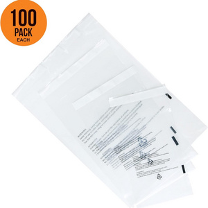 Waterproof Self Seal Warning Bags Poly Bags with Permanent Strong Adhesive