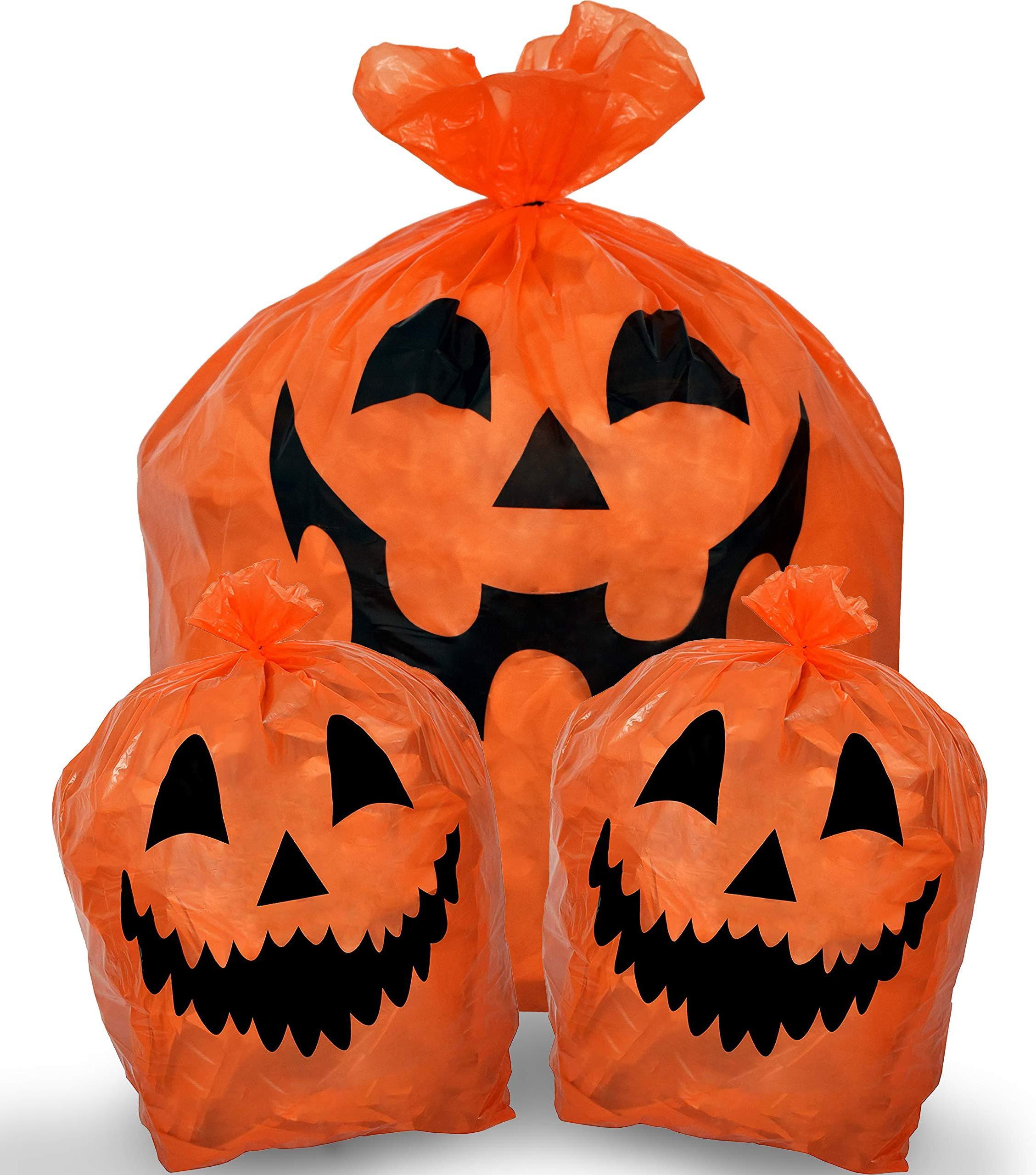 Wholesale Halloween Pumpkin Leaf Decorations Jack O Lantern Outdoor Yard Fall Lawn Leaves Pumpkins Decorating Bags with Ties