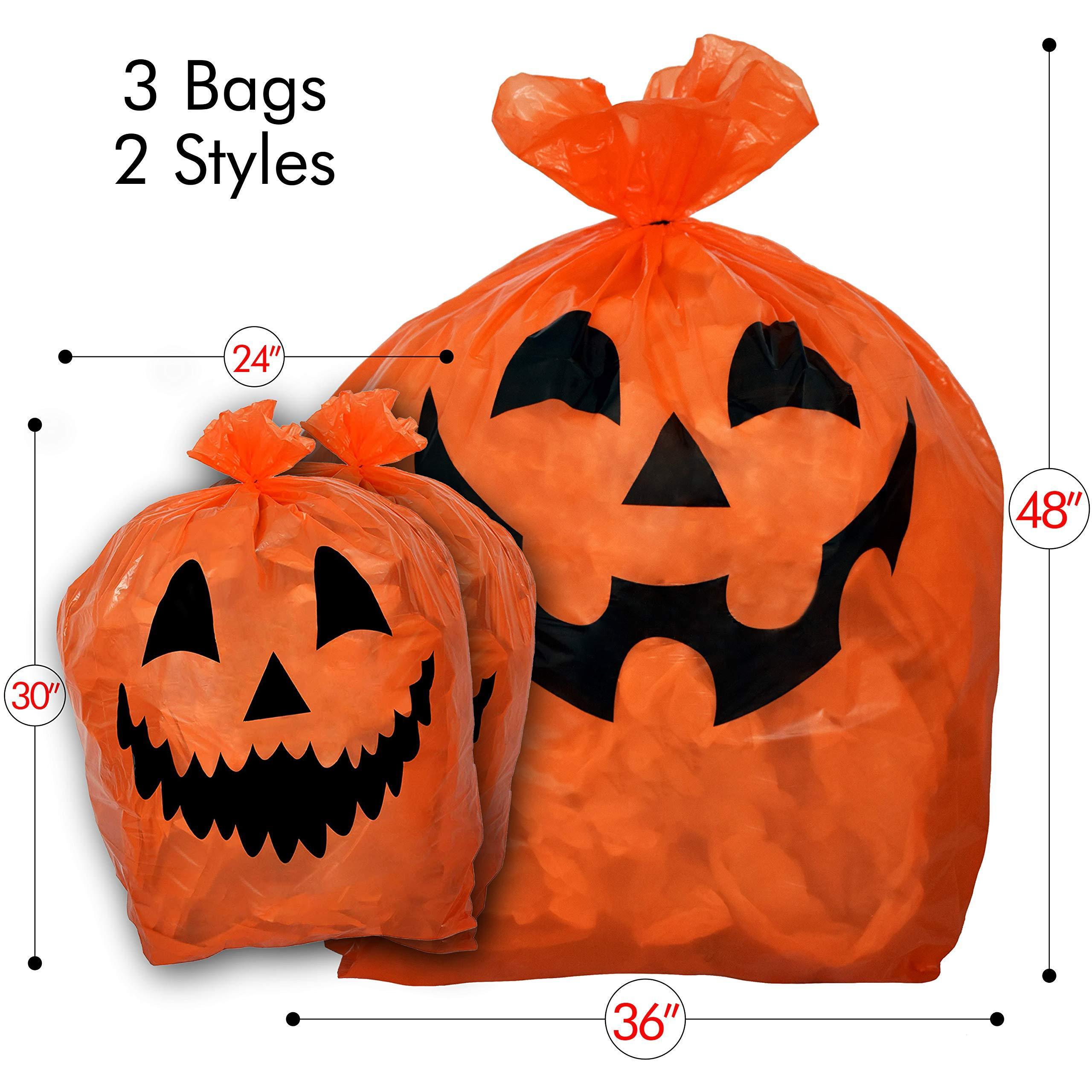 Wholesale Halloween Pumpkin Leaf Decorations Jack O Lantern Outdoor Yard Fall Lawn Leaves Pumpkins Decorating Bags with Ties