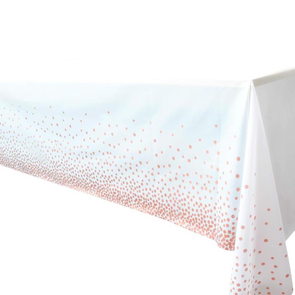 Premium Plastic Tablecloths for Rectangle Tables Silver Dot Confetti Dining Disposable Table Covers for Party