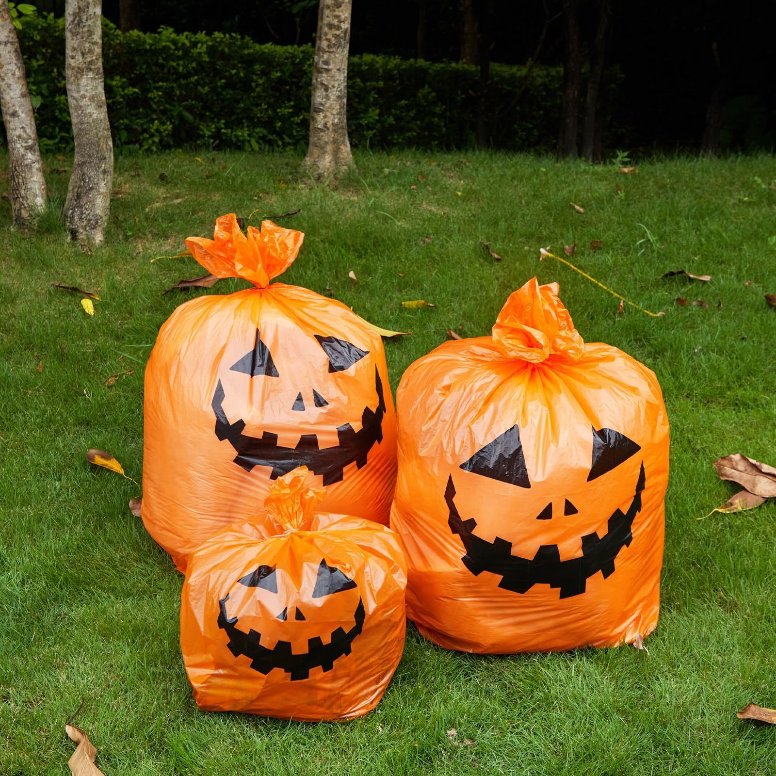 Factory Halloween Pumpkin Leaf Bags Plastic Fall Yard Trash Waste Goodie Lawn Bags with Twist Ties for Garden Party Decorations