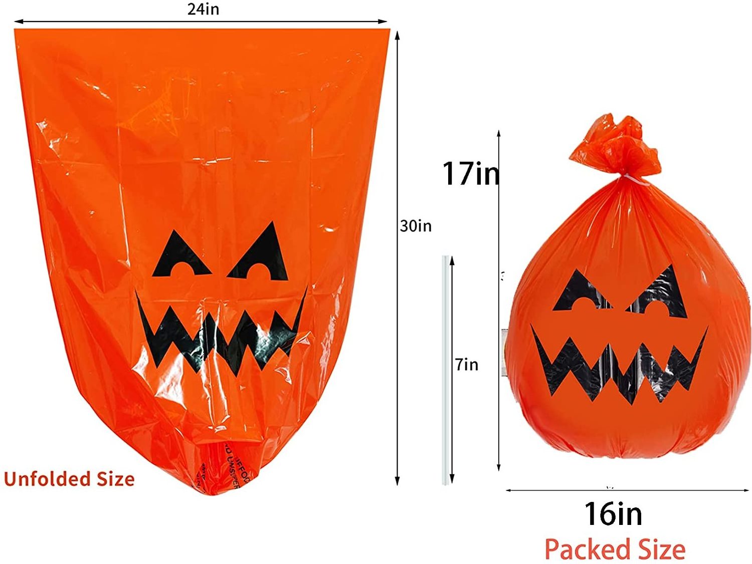 Plastic Halloween Pumpkin Lawn Bags Pumpkin Leaf Trash Bags for Outdoor Decoration