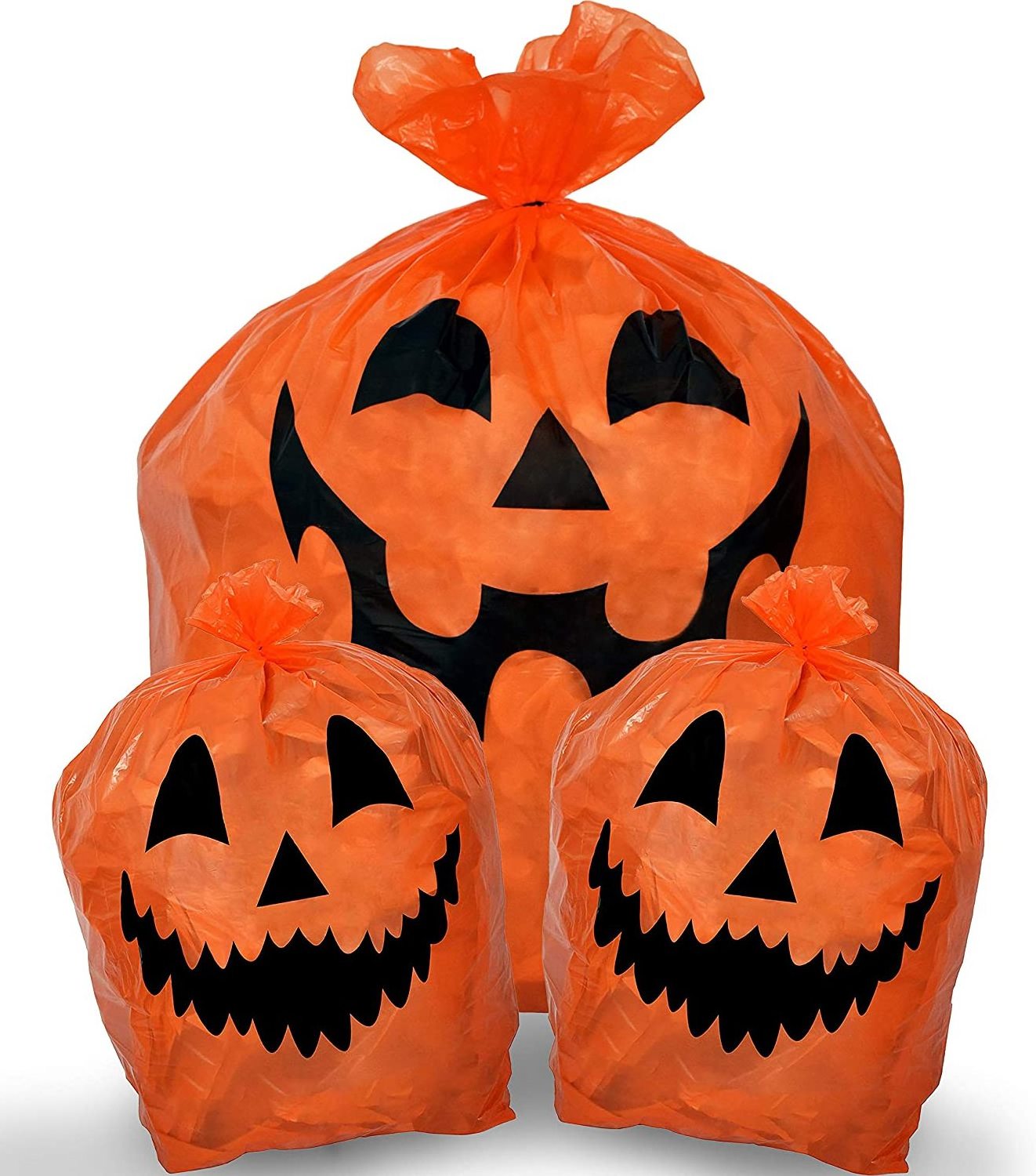 Plastic Halloween Pumpkin Leaf Bags Fallen Leaves Pumpkin Decorating Bags with Twist Ties