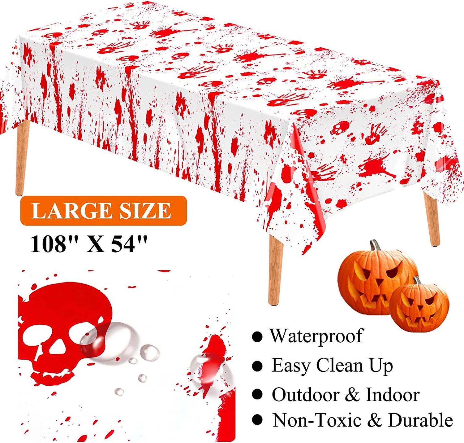 Halloween Decorations Bloody Zombie Table Cover Scary Tablecloth for Halloween