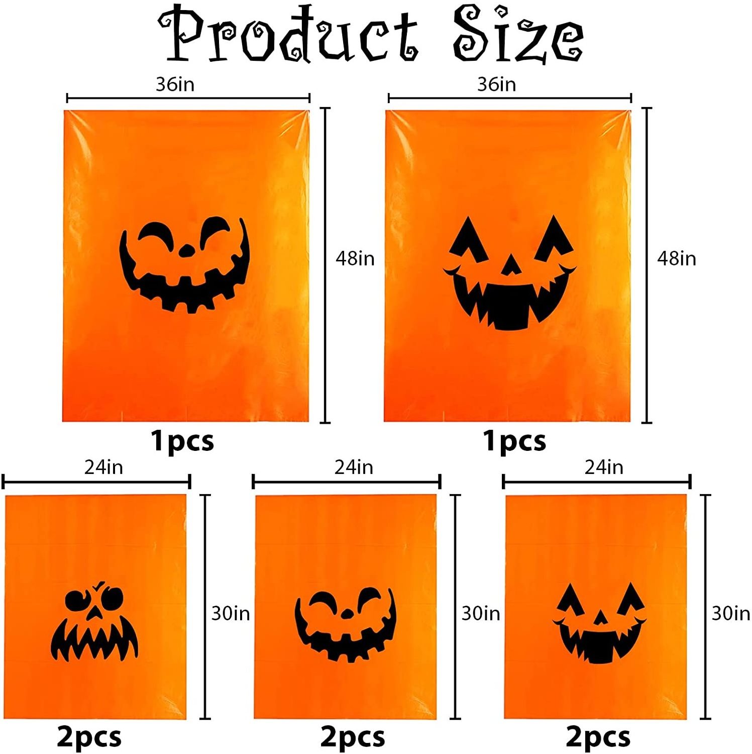 Large Halloween Pumpkin Pattern Leaf Bags Plastic Trash Bags for Lawn Yard Decoration