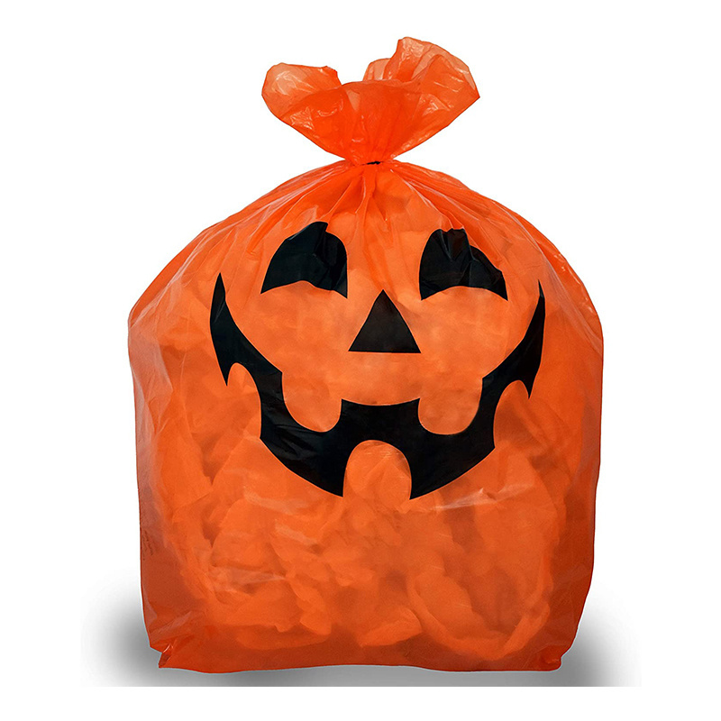 Plastic Halloween Pumpkin Leaf Bags Fallen Leaves Pumpkin Decorating Bags with Twist Ties