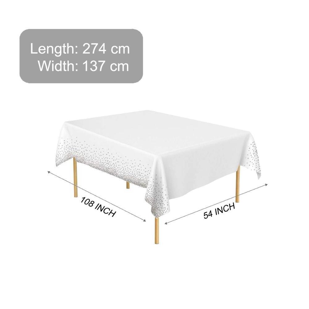 Premium Plastic Tablecloths for Rectangle Tables Silver Dot Confetti Dining Disposable Table Covers for Party