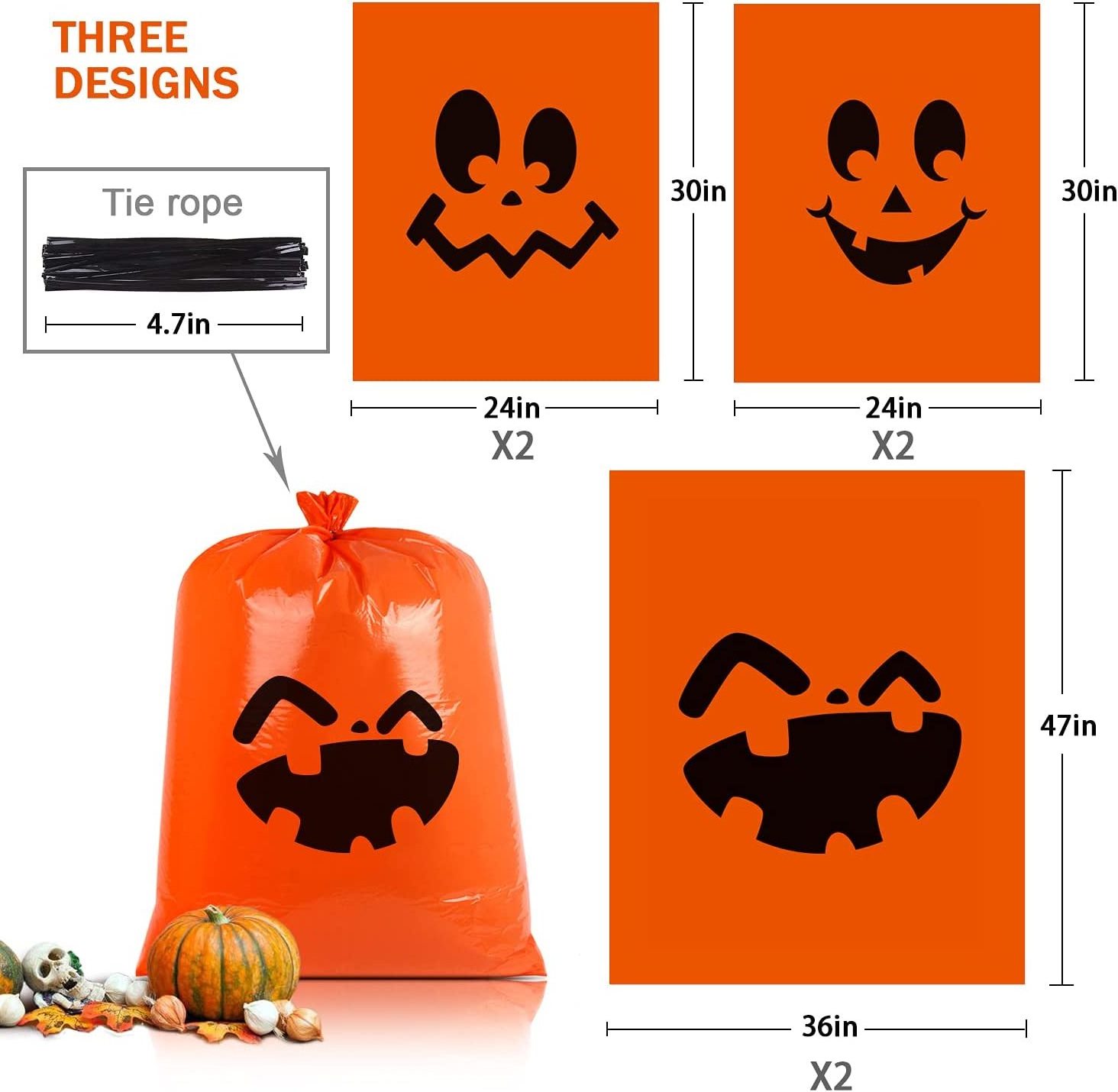 Spot Goods Giant Jack-o-lantern Pumpkin Lawn Bag - Pack of 9 with Twist Ties on sale