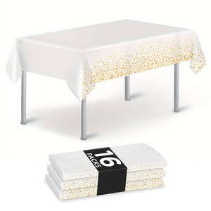 Factory PEVA 54" x 108" Rectangle Disposable Plastic Tablecloths Gold Dot Confetti Rectangular Table Covers for Parties