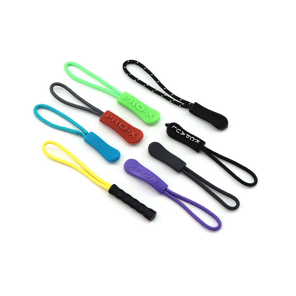 Factory Direct Sale Custom Logo Clothes Bags Soft Plastic Cord Zipper Slider Puller/Plastic Zipper Pulls