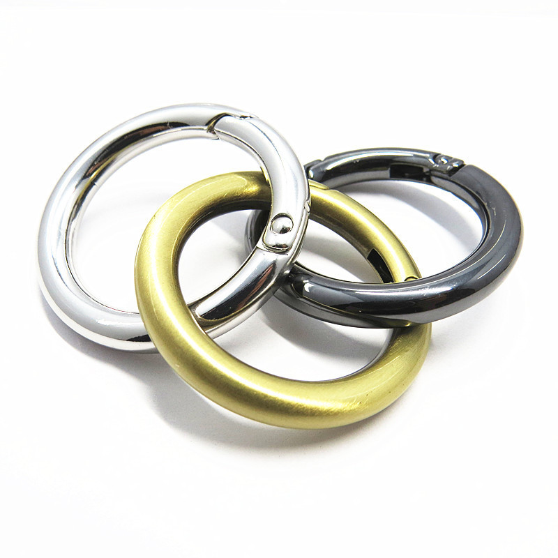 Metal Ring Snap Hook Round Circle Spring Type Clasps Closes Locking clip Carabiner