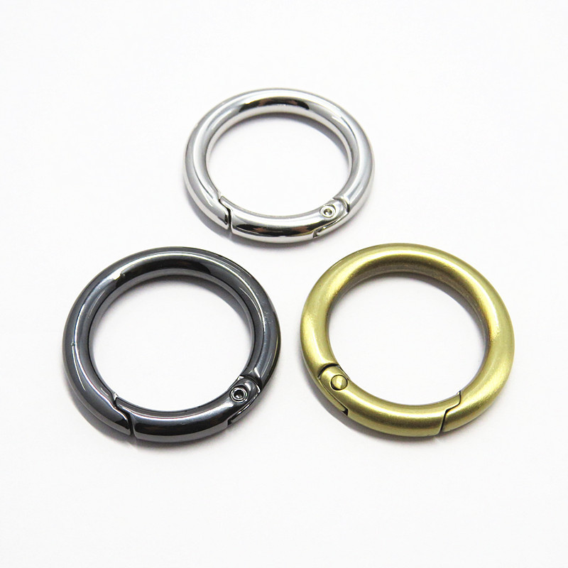 Metal Ring Snap Hook Round Circle Spring Type Clasps Closes Locking clip Carabiner