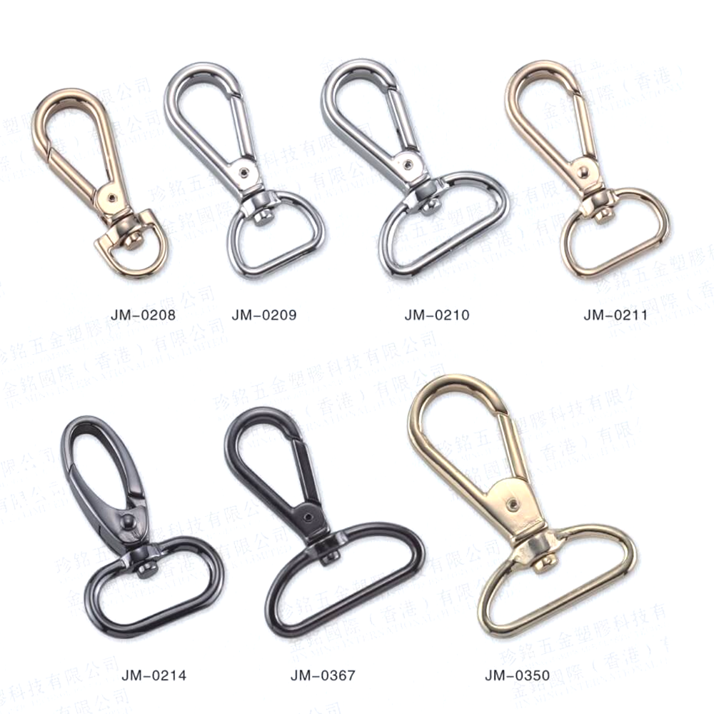 Spring Climbing Carabiner Hooks Custom logo rotatable Swivel Metal Dog bag snap hook for Bag luggage and pet collar hardware set