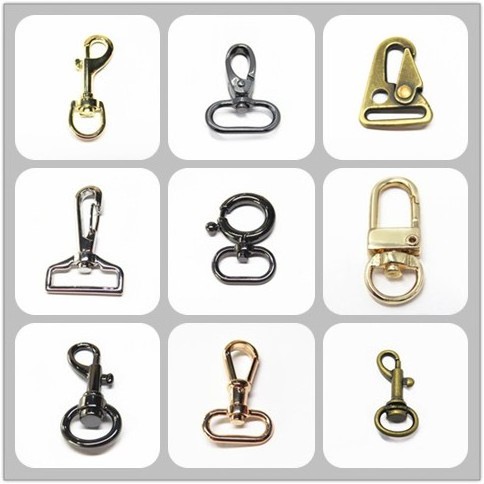 Spring Climbing Carabiner Hooks Custom logo rotatable Swivel Metal Dog bag snap hook for Bag luggage and pet collar hardware set