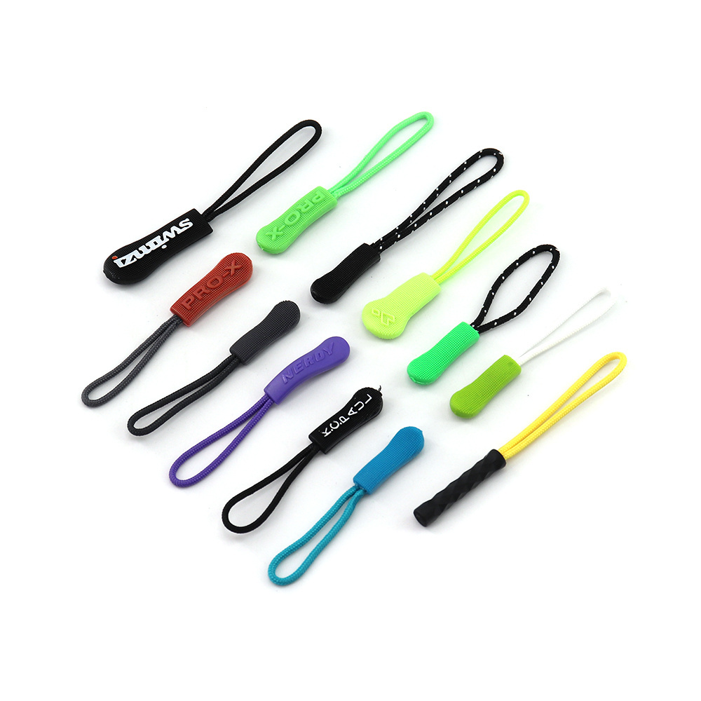 Factory Direct Sale Custom Logo Clothes Bags Soft Plastic Cord Zipper Slider Puller/Plastic Zipper Pulls