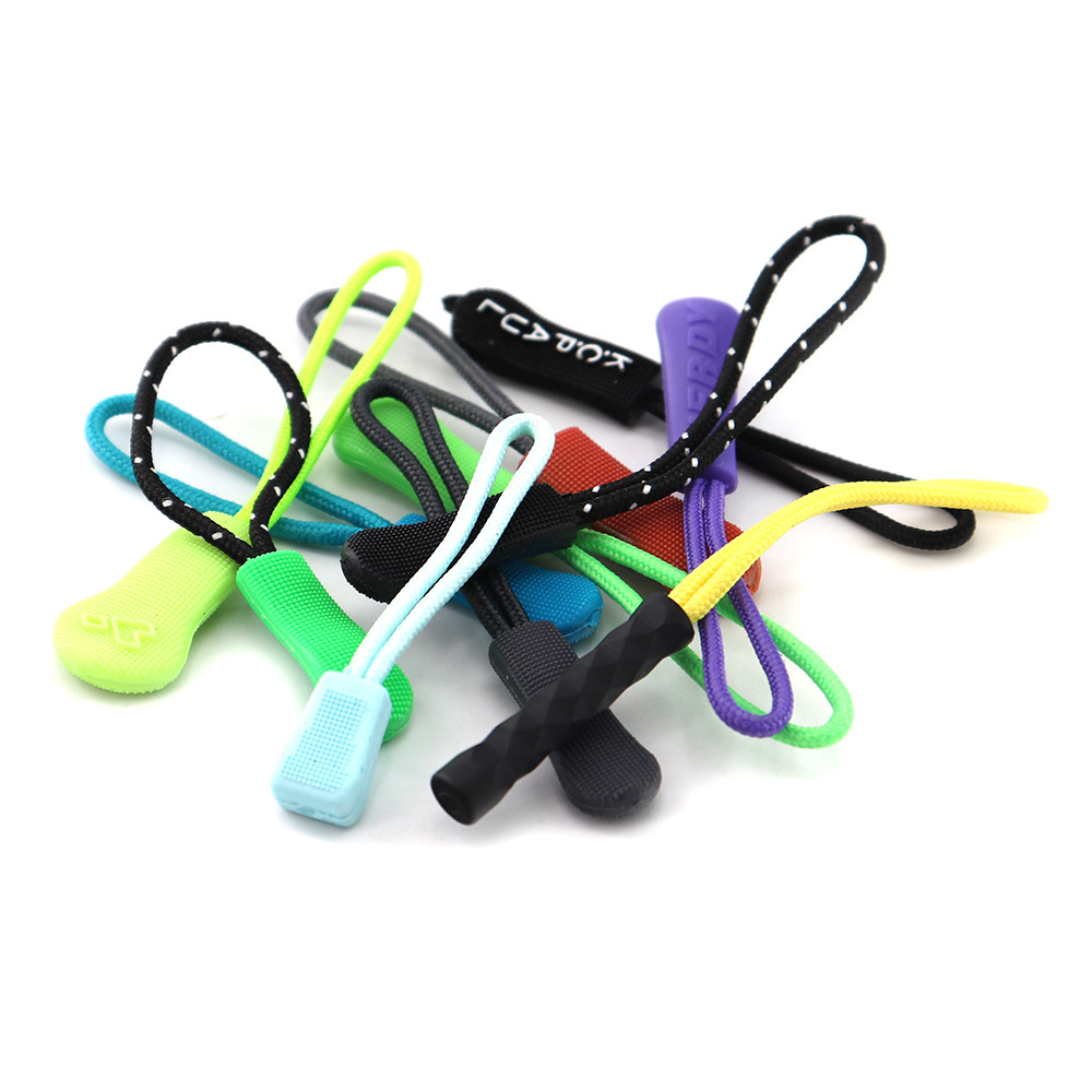 Factory Direct Sale Custom Logo Clothes Bags Soft Plastic Cord Zipper Slider Puller/Plastic Zipper Pulls