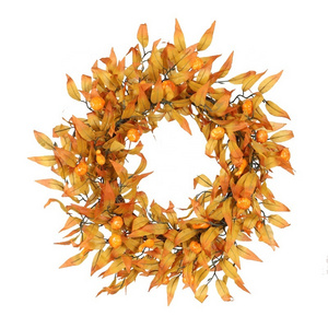 Wholesale High Quality 50CM Diameter Pumpkin Wreath Autumn Wreath Halloween Wreath Decor