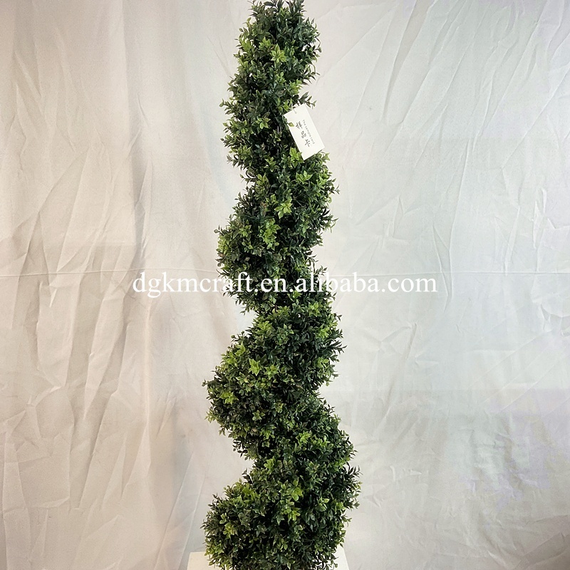 Factory Custom 120CM UV Proof Outdoor Spiral Topiary Artificial Trees UV Spiral Tree Boxwood Topiary