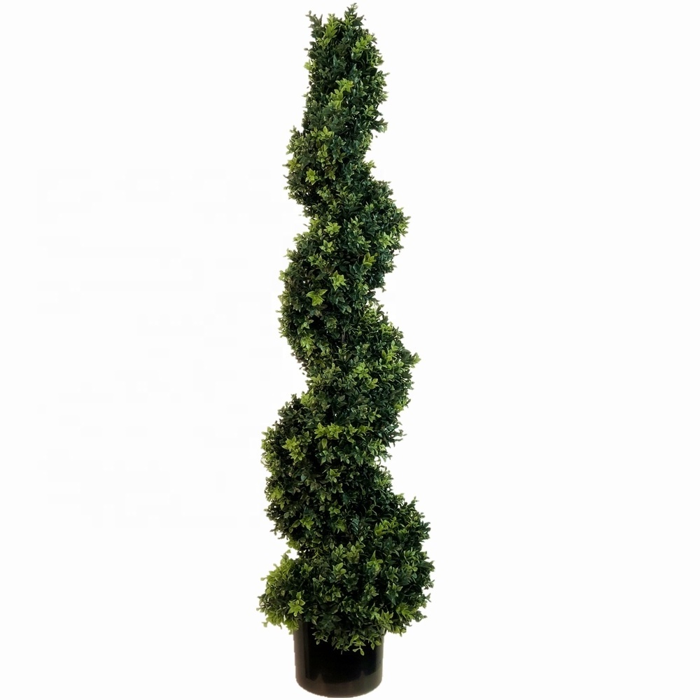 Factory Custom 120CM UV Proof Outdoor Spiral Topiary Artificial Trees UV Spiral Tree Boxwood Topiary