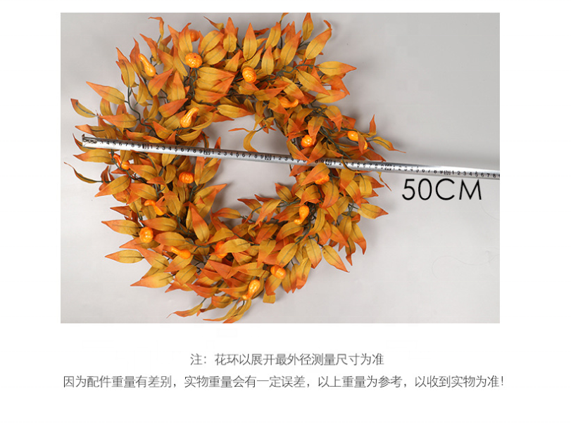 Wholesale High Quality 50CM Diameter Pumpkin Wreath Autumn Wreath Halloween Wreath Decor