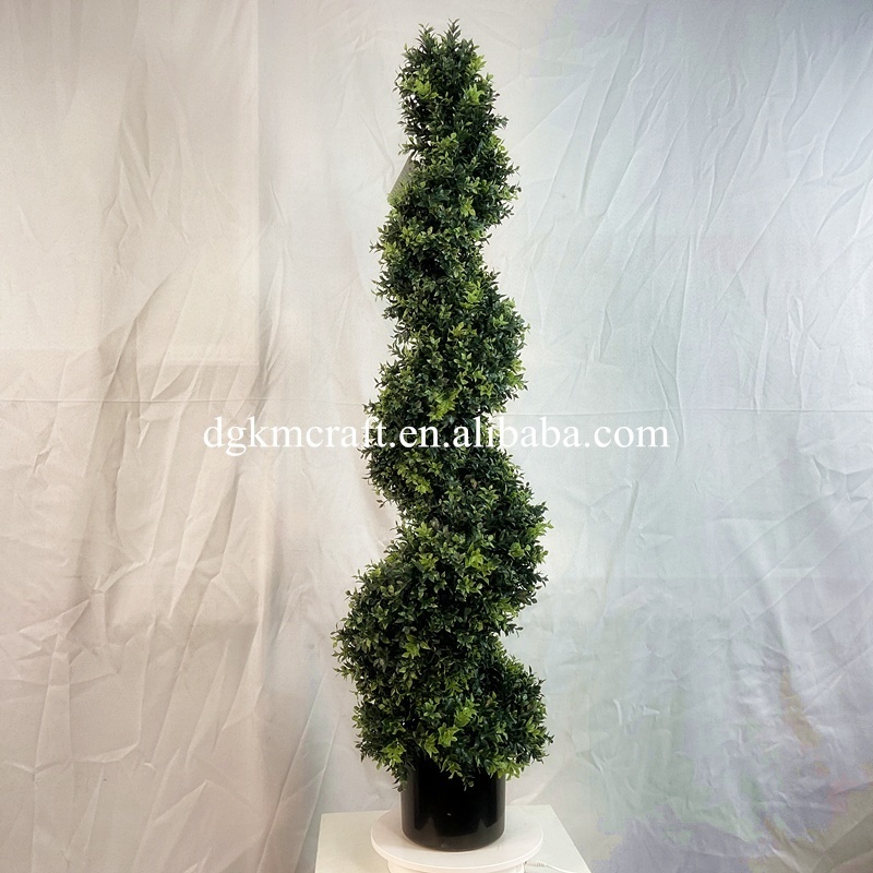 Factory Custom 120CM UV Proof Outdoor Spiral Topiary Artificial Trees UV Spiral Tree Boxwood Topiary