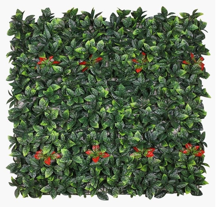 UV Resistant 50x50cm Plastic Leaf Wall Panel Greenery Panels Artificial Grass Wall Plant Mat