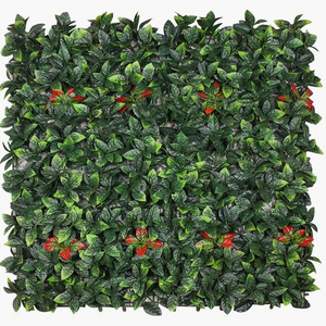 UV Resistant 50x50cm Plastic Leaf Wall Panel Greenery Panels Artificial Grass Wall Plant Mat