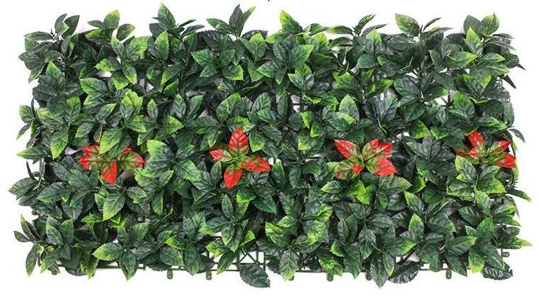 UV Resistant 50x50cm Plastic Leaf Wall Panel Greenery Panels Artificial Grass Wall Plant Mat