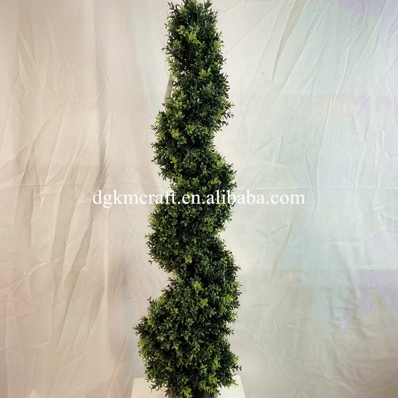 Factory Custom 120CM UV Proof Outdoor Spiral Topiary Artificial Trees UV Spiral Tree Boxwood Topiary