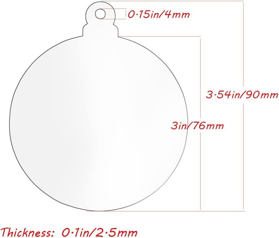 Kraff Wholesale Clear Acrylic Christmas Ornaments Blanks 3 Inch Round Flat Acrylic Ornaments Disc for DIY Crafts