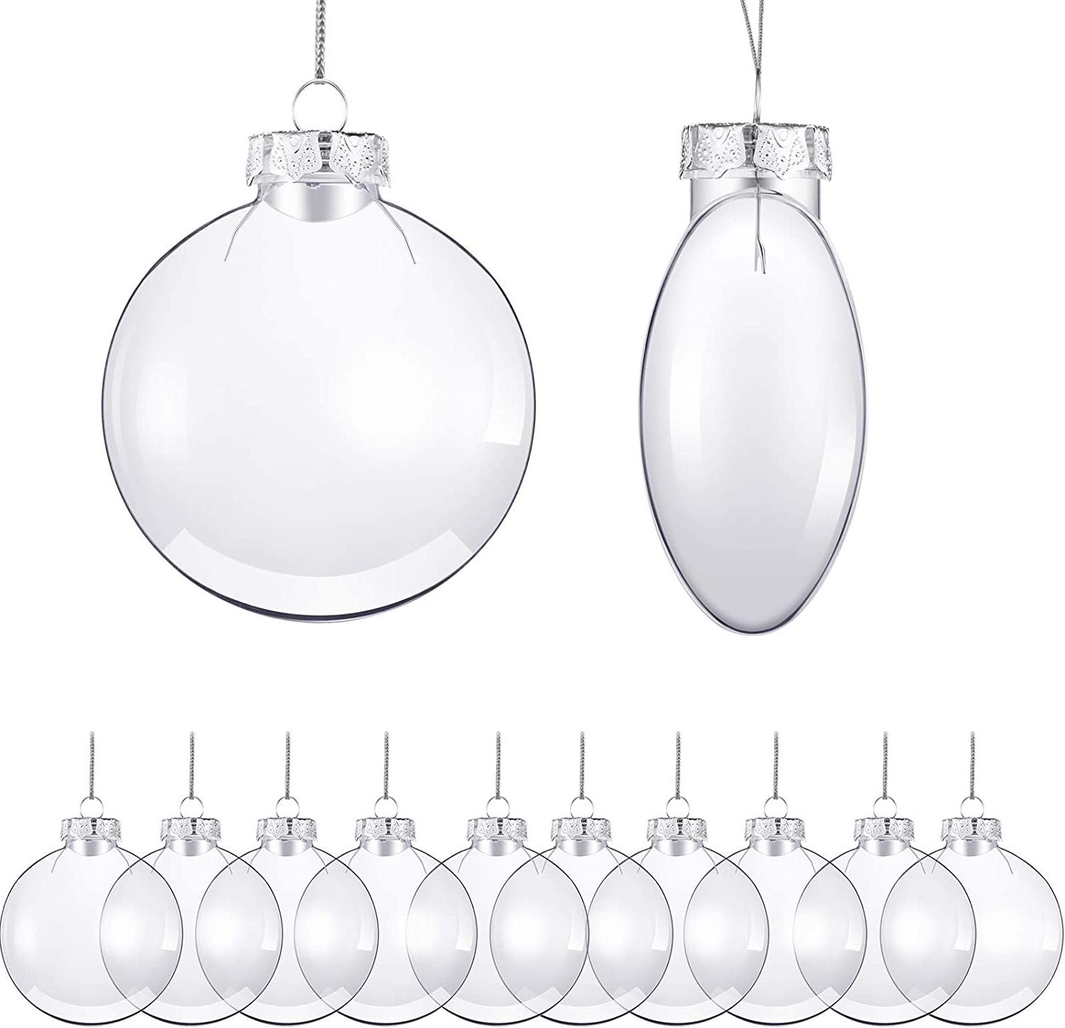 KRAFF Wholesale Christmas Flat Ball Ornaments Clear Plastic Fillable Ornament Ball Sphere Light Bulb Ornament for Wedding