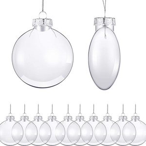 KRAFF Wholesale Christmas Flat Ball Ornaments Clear Plastic Fillable Ornament Ball Sphere Light Bulb Ornament for Wedding