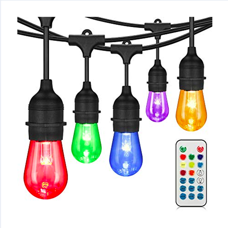 KUNSIND Outdoor 48FT RGB dimmable S14 edison string lights replacement bulbs outdoor color changing waterproof For Christmas