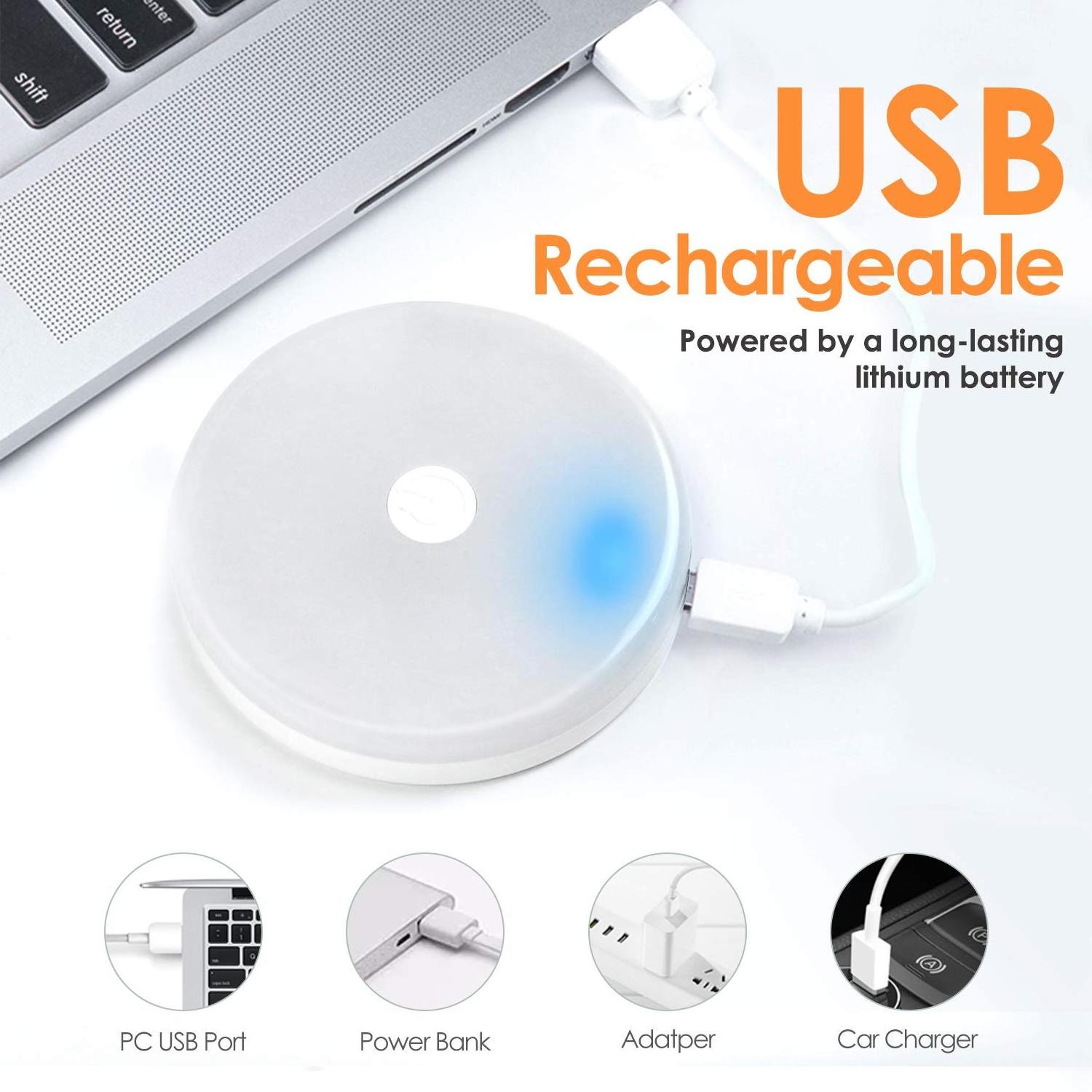 New 2020 Unique Product Led Wireless Puck Light Rechargeable Remote Control Furniture Cabinet Puck Light