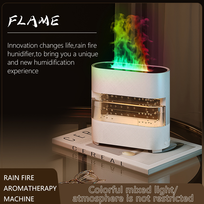 2024 New Products Rain Could Fire Humidifier Water Drip Novedades 2024 Rain Water Diffuser Fire Flame Humidifier Aroma Diffuser