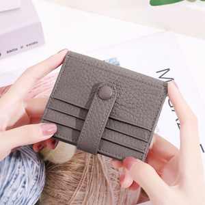 Cowhide small wallet women's short coin purse genuine leather multi-card-slot Korean style student wallet Mini Card Holder purse