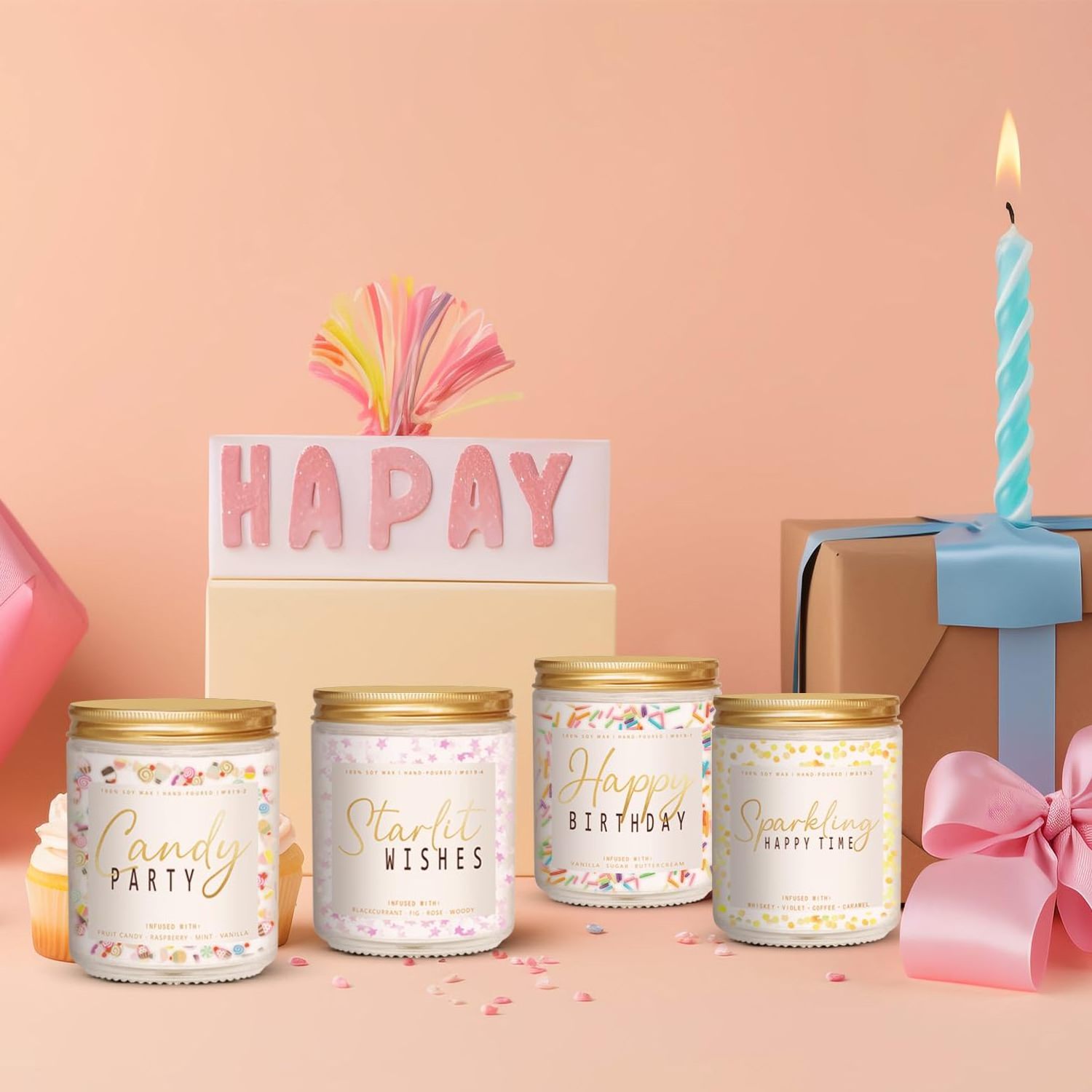 Birthday Candle - Vanilla Cream Birthday Candle, Unique Birthday Gifts for Women - 7oz Scented Candle with Sprinkles Best Friend