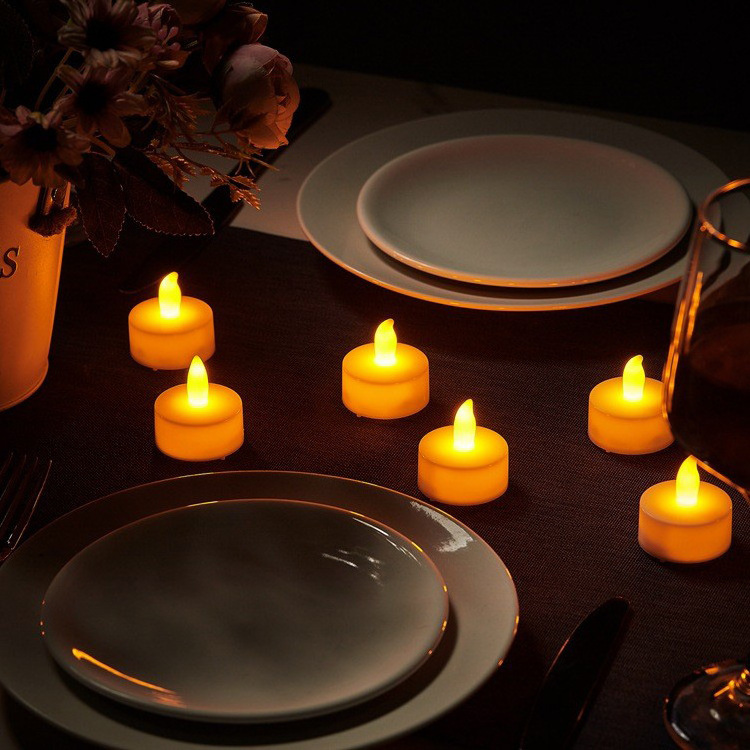 Wholesale LED Yellow Flickering Fireless Tealight Candles White Small Mini Candle Remote Operate LED Tea Lights Candle