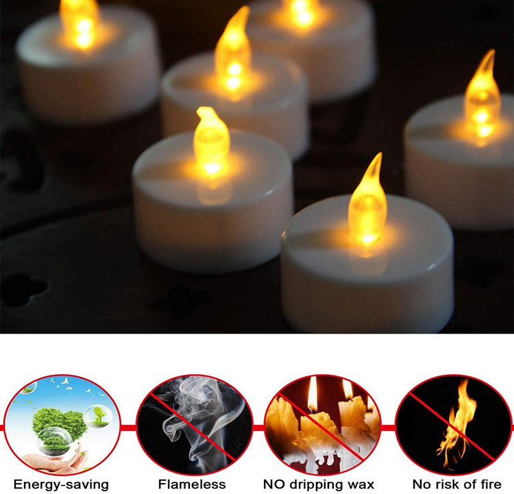 Wholesale LED Yellow Flickering Fireless Tealight Candles White Small Mini Candle Remote Operate LED Tea Lights Candle