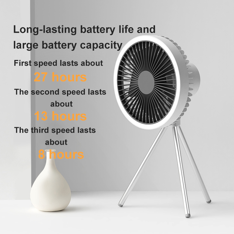 High Quality Rechargeable Detachable Tripod Fan With Super Bright Night Light Long Lasting Battery Life Standing Tripod Fan